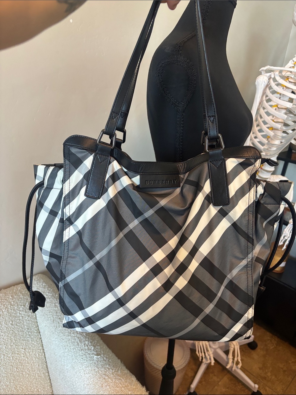 Burberry Black Mens Messenger Bag with Embossed Logo